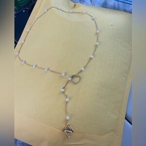 Gold Heart and Initial Necklace